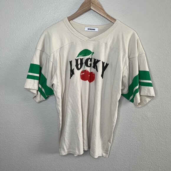 Daydreamer Womens Lucky Cherry Graphic Top Baseball Tee Small - Picture 2 of 10